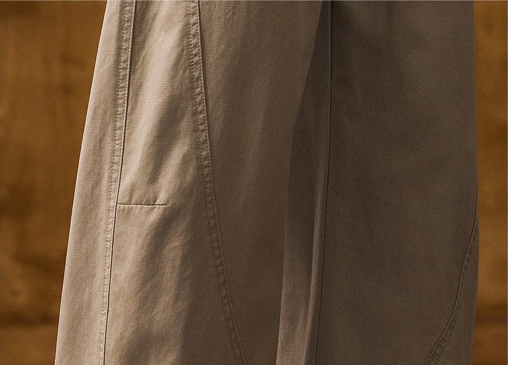 The Horizon Curved-Blade Fluid Korean Fit Trouser - KHAKI