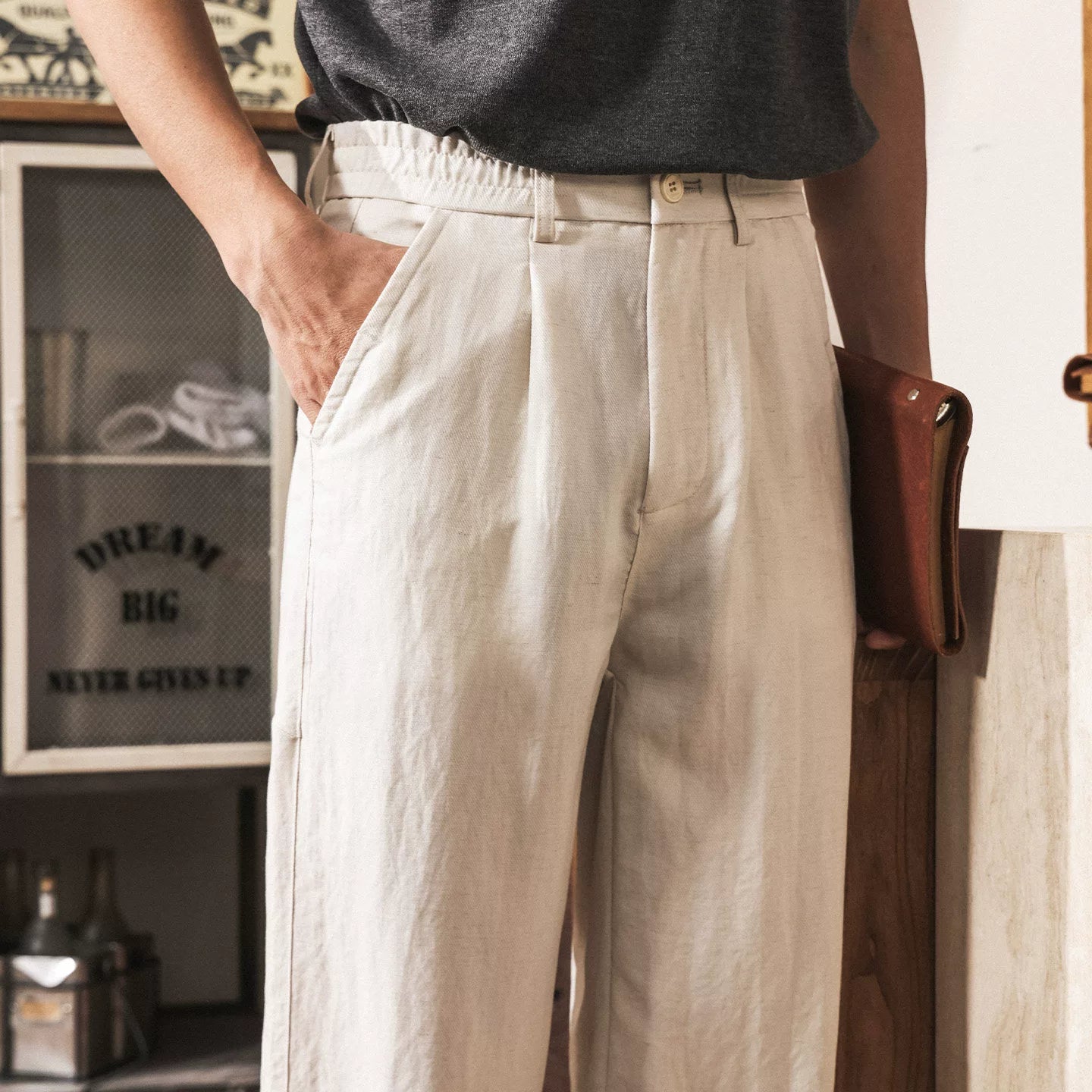 The Atelier Linen-Lyocell Straight-Leg Trouser - APRICOT