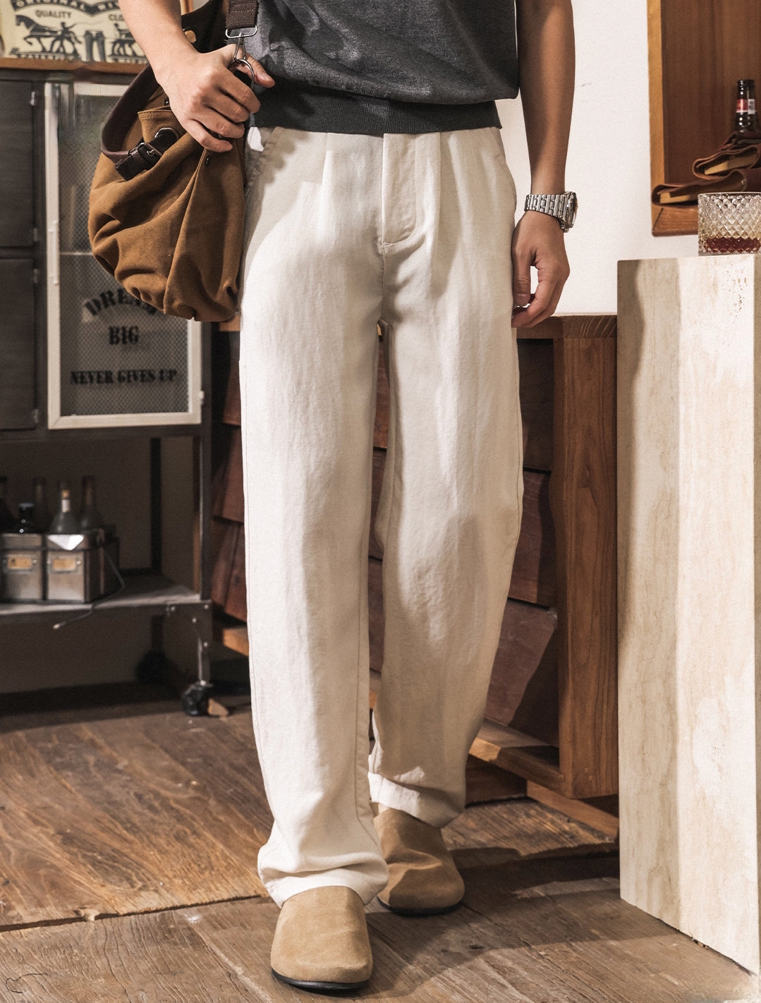The Atelier Linen-Lyocell Straight-Leg Trouser - APRICOT