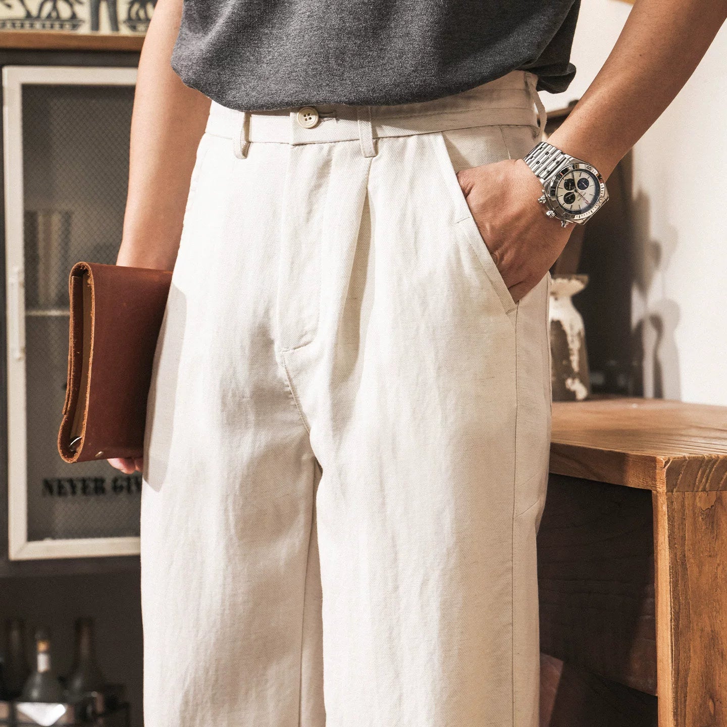 The Atelier Linen-Lyocell Straight-Leg Trouser - APRICOT