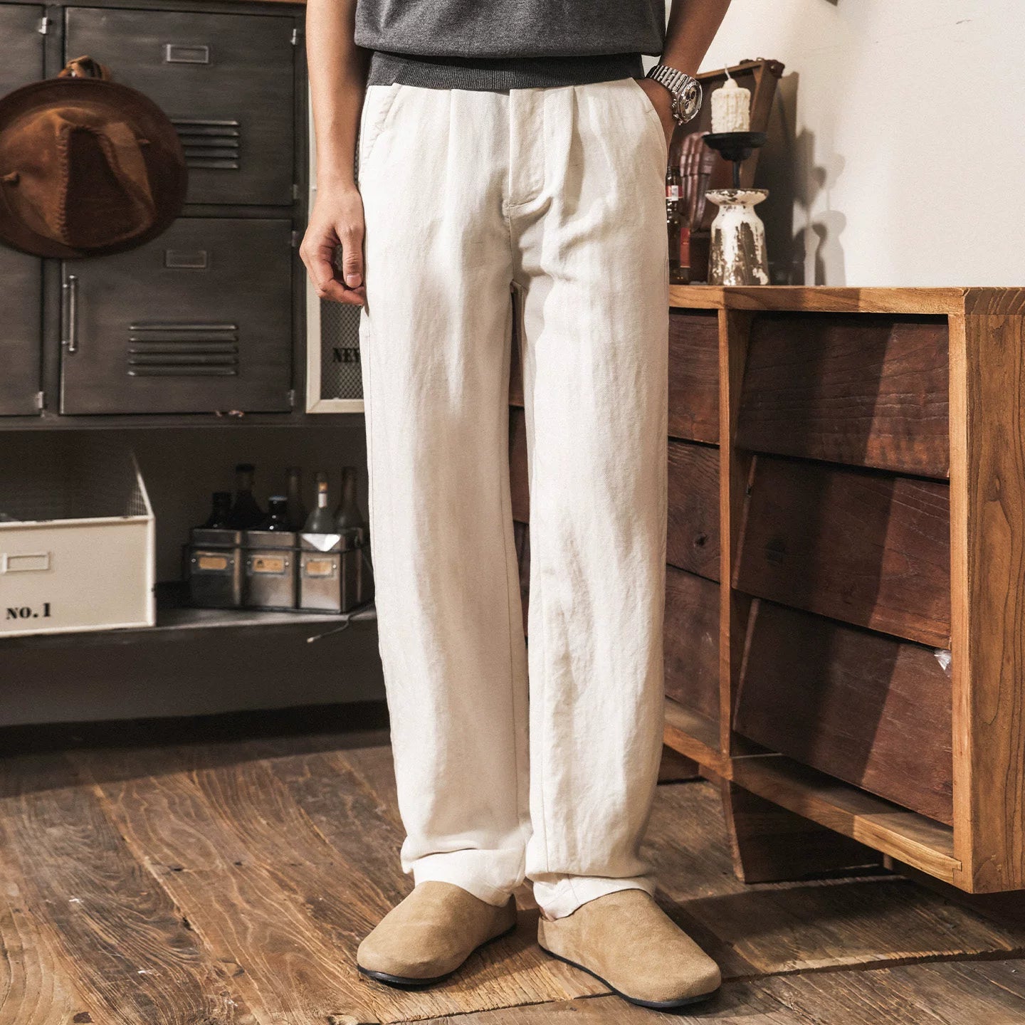 The Atelier Linen-Lyocell Straight-Leg Trouser - APRICOT
