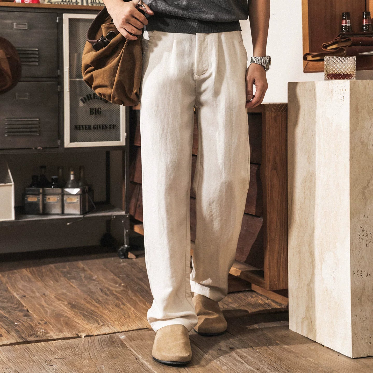 The Atelier Linen-Lyocell Straight-Leg Trouser - APRICOT