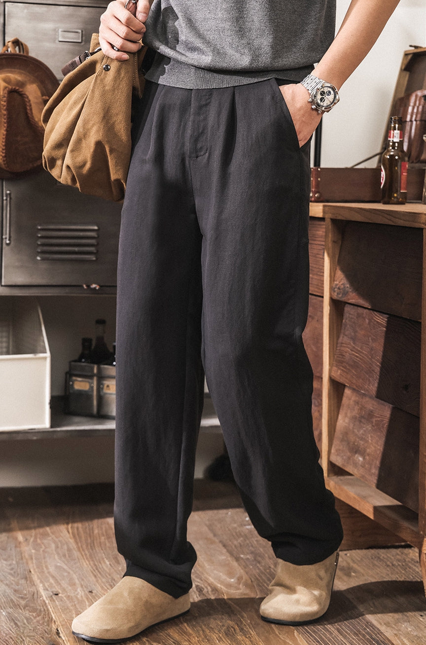 The Atelier Linen-Lyocell Straight-Leg Trouser - BLACK