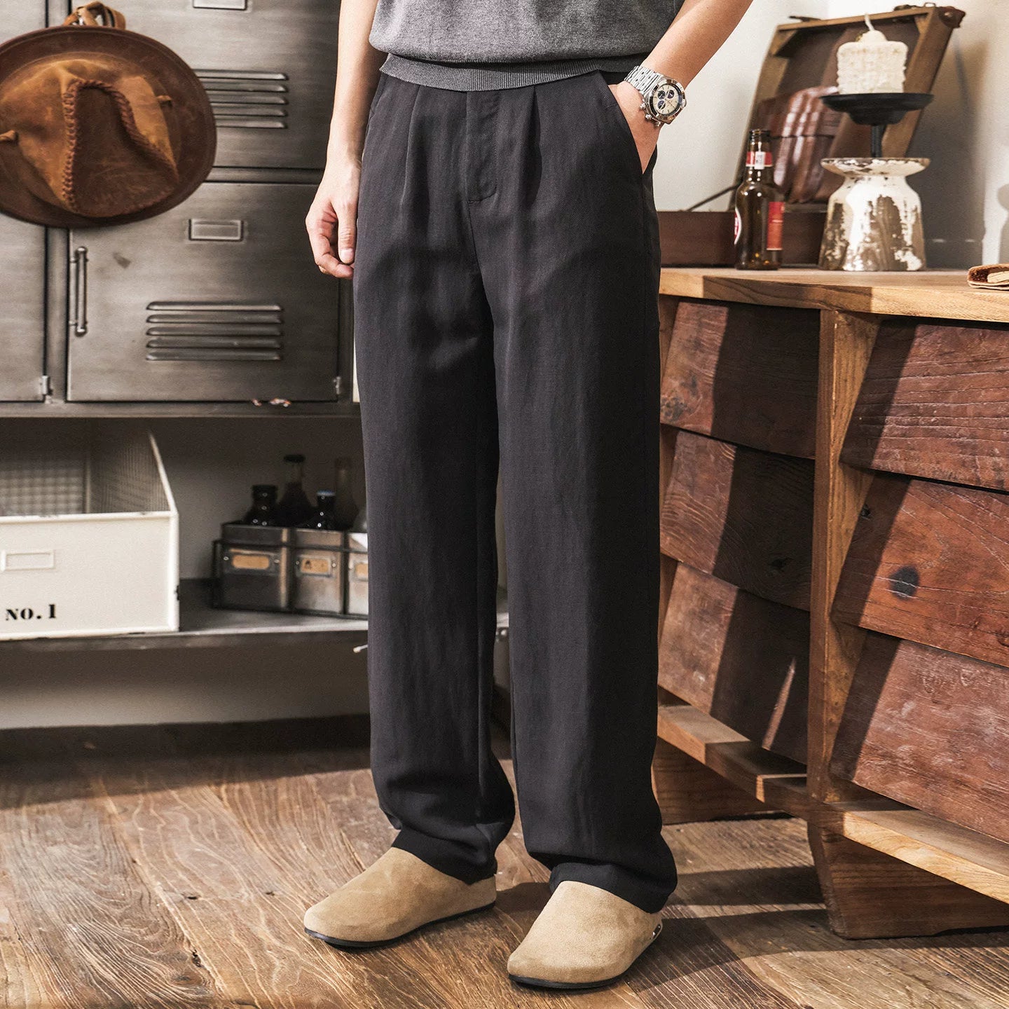 The Atelier Linen-Lyocell Straight-Leg Trouser - BLACK