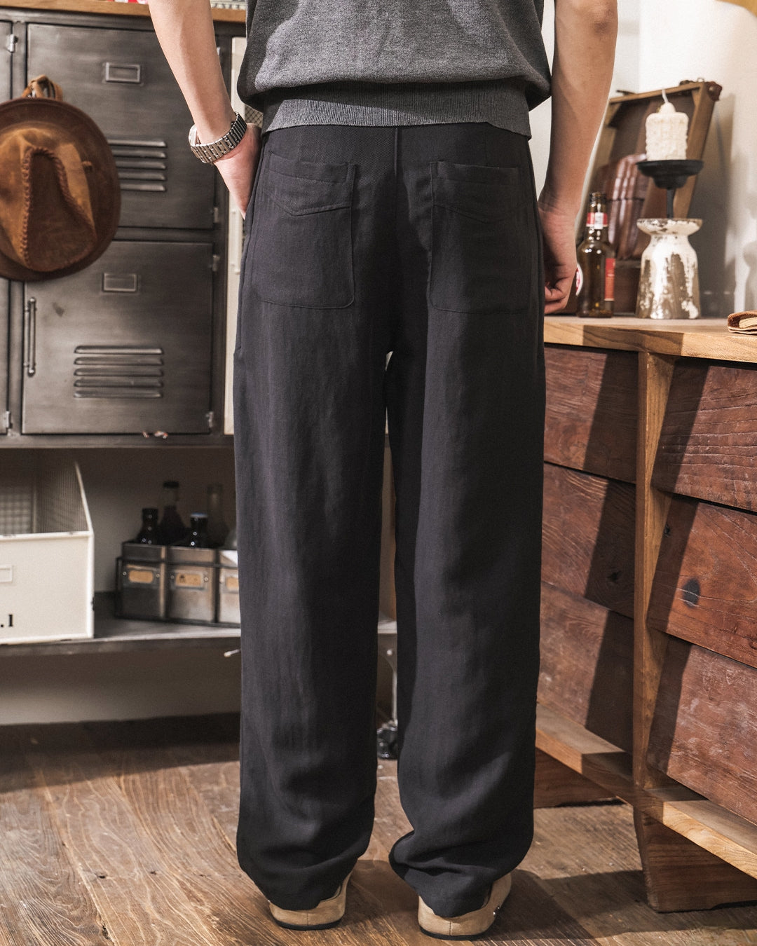 The Atelier Linen-Lyocell Straight-Leg Trouser - BLACK