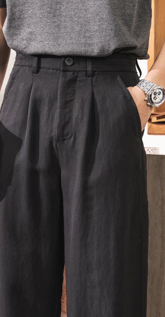 The Atelier Linen-Lyocell Straight-Leg Trouser - BLACK