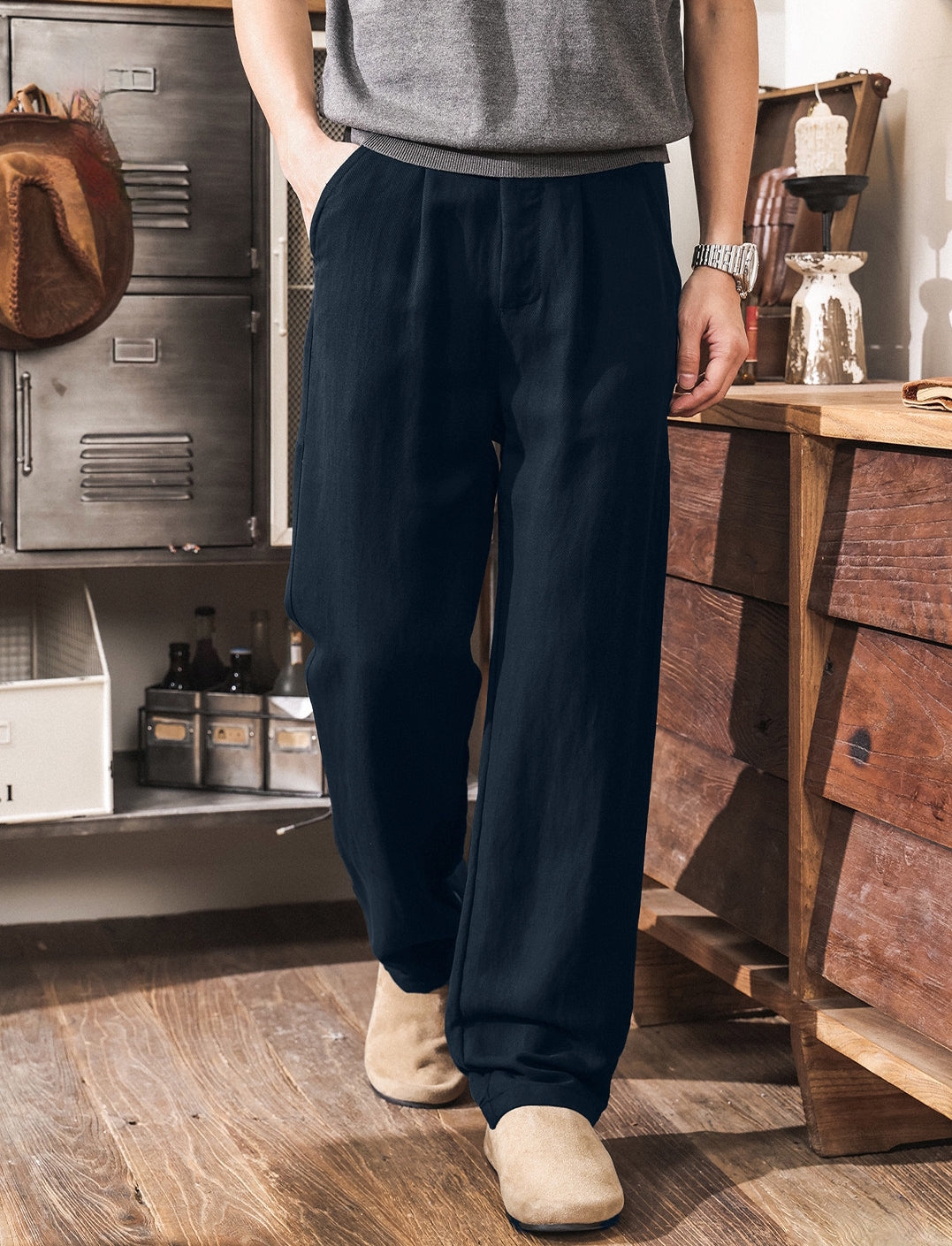 The Atelier Linen-Lyocell Straight-Leg Trouser - DARKBLUE