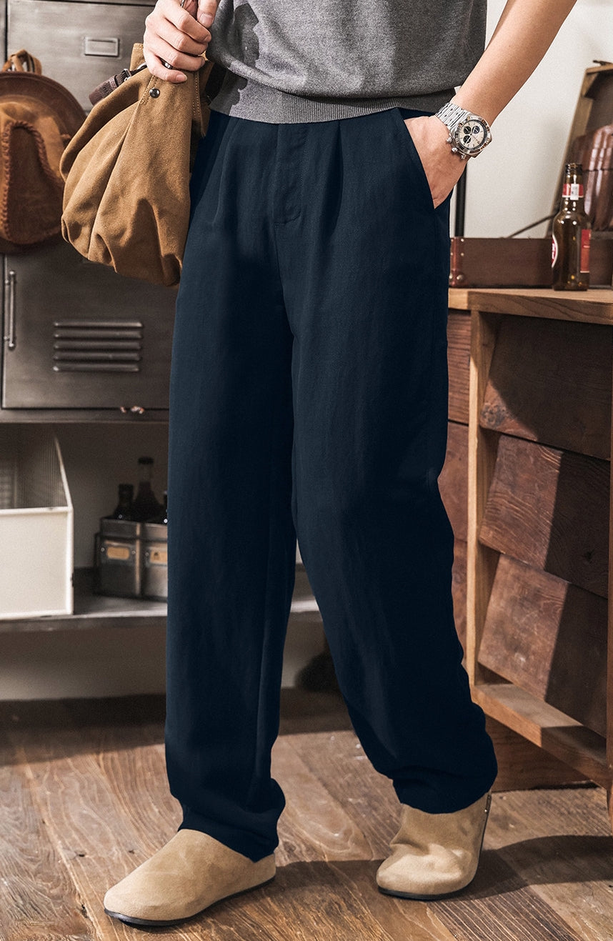 The Atelier Linen-Lyocell Straight-Leg Trouser - DARKBLUE