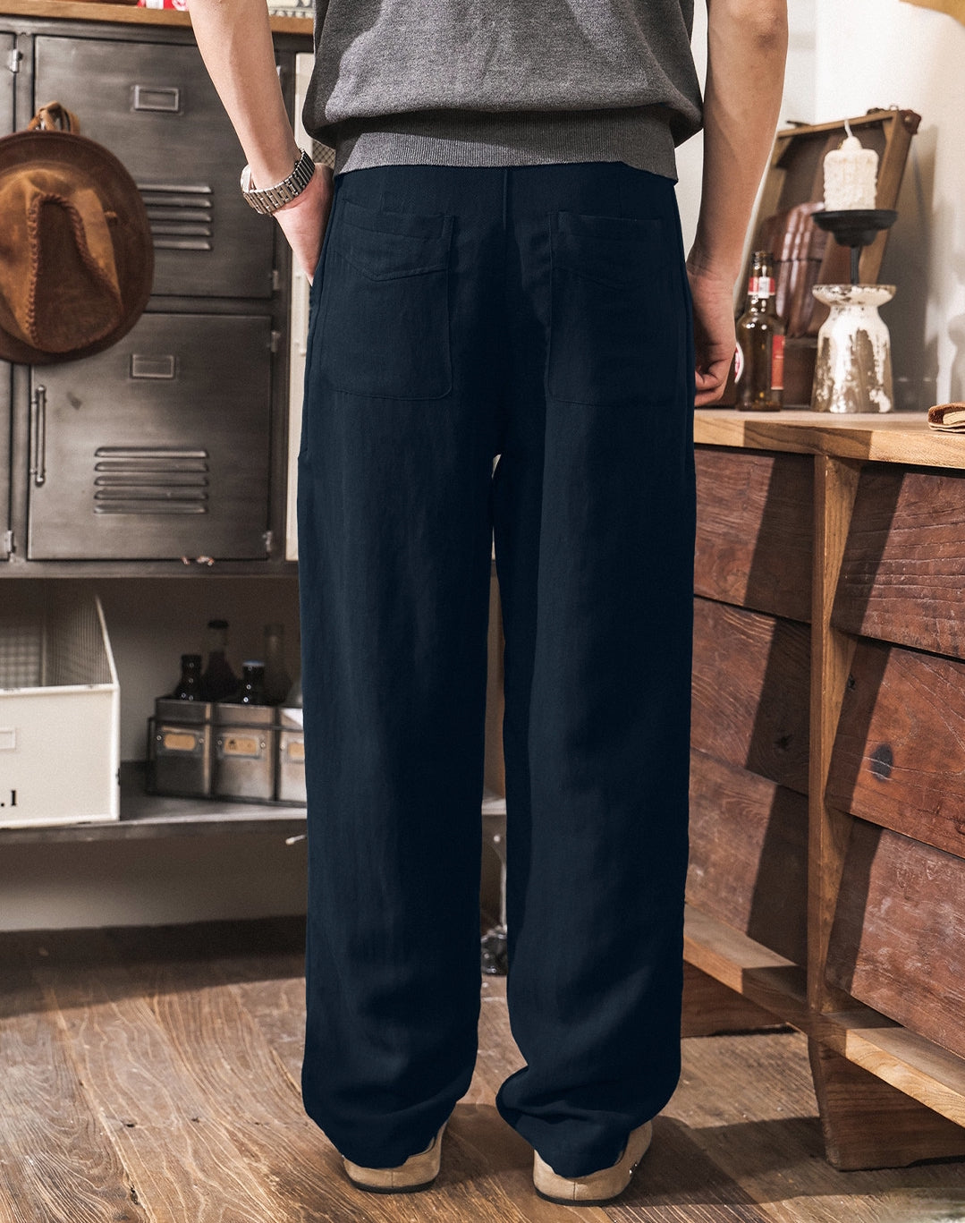 The Atelier Linen-Lyocell Straight-Leg Trouser - DARKBLUE