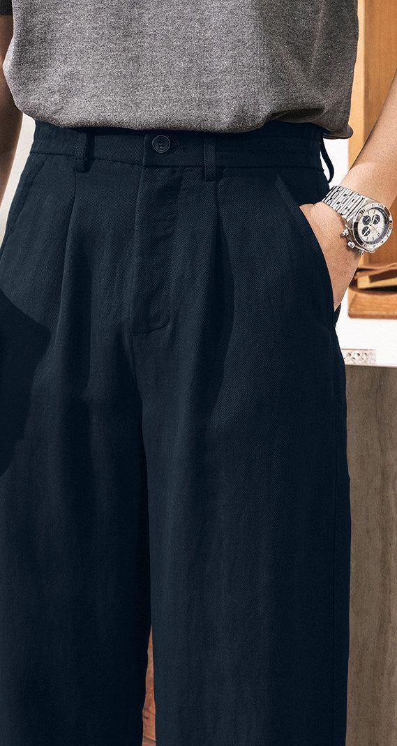 The Atelier Linen-Lyocell Straight-Leg Trouser - DARKBLUE