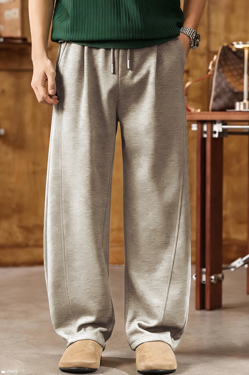 American Vintage Slouchy Curved-Cut Korean Sweatpants - ASHGREY