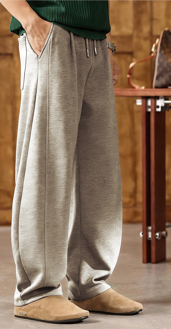 American Vintage Slouchy Curved-Cut Korean Sweatpants - ASHGREY