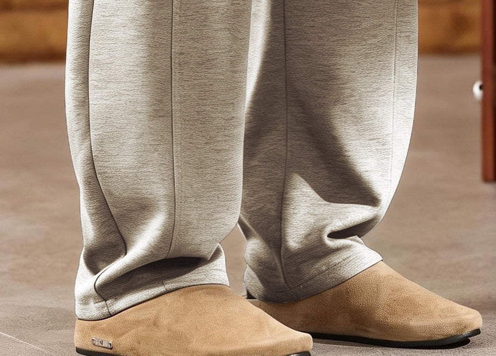 American Vintage Slouchy Curved-Cut Korean Sweatpants - ASHGREY
