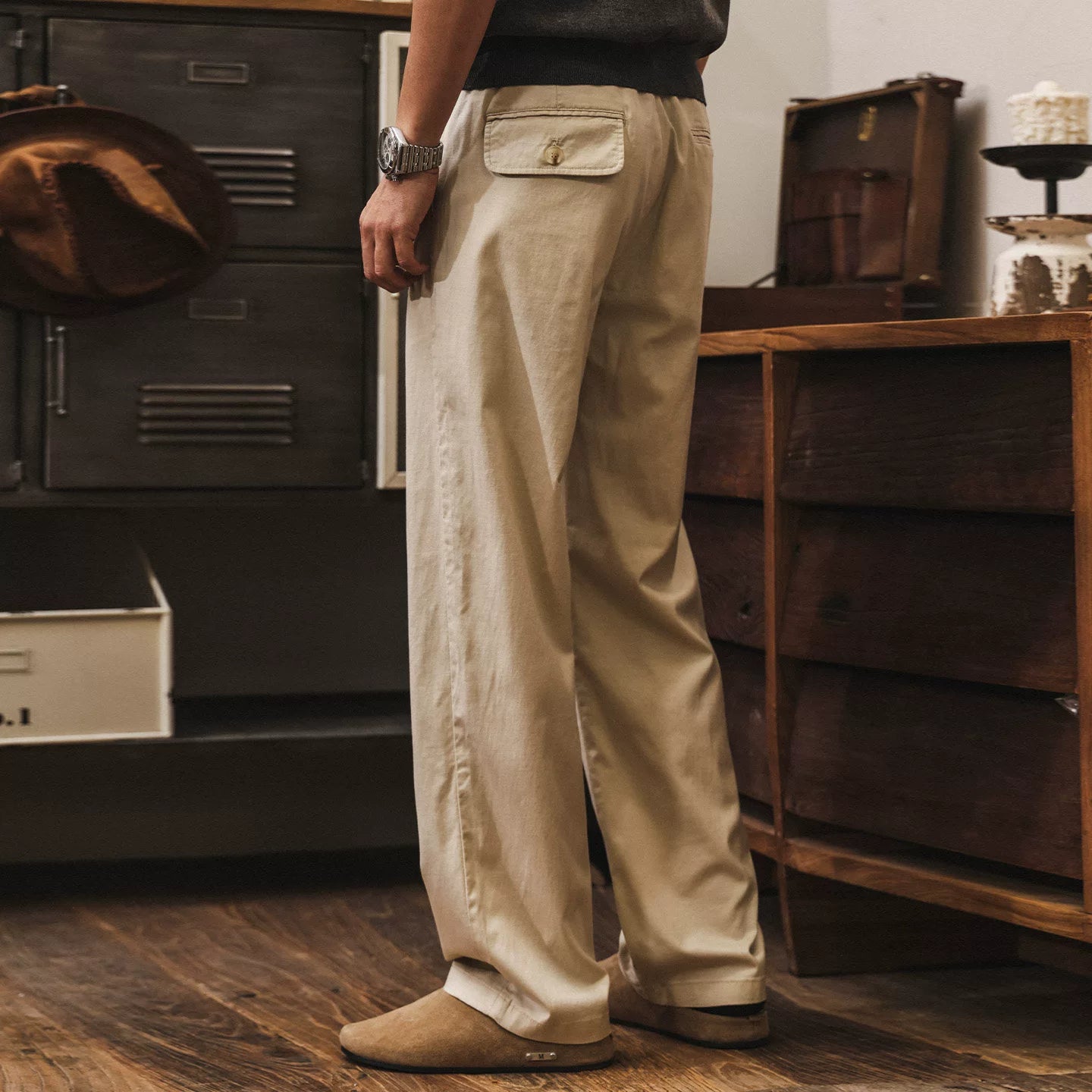 Retro Casual Pleated Flax Linen Pants  - BEIGE