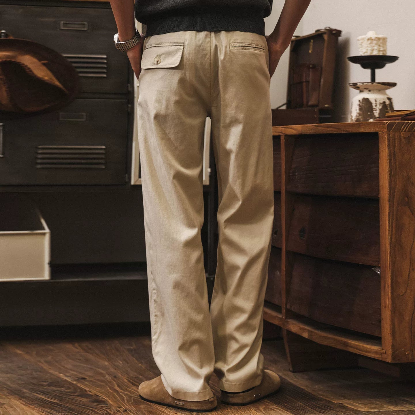 Retro Casual Pleated Flax Linen Pants  - BEIGE