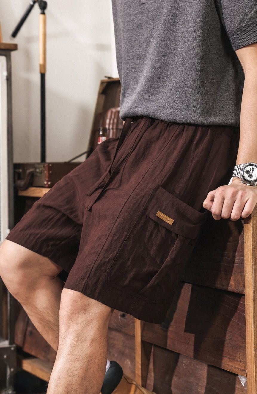 Harajuku-Style Cargo Lyocell Linen Shorts - PLUMPURPLE