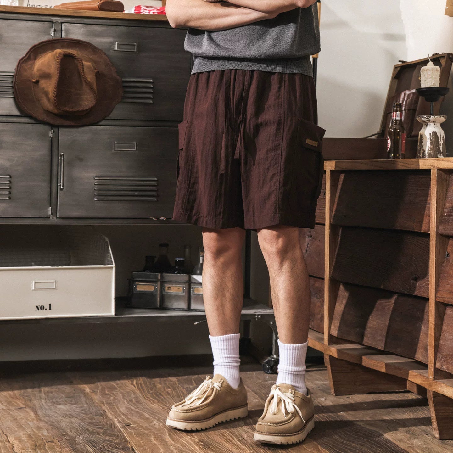 Harajuku-Style Cargo Lyocell Linen Shorts - PLUMPURPLE