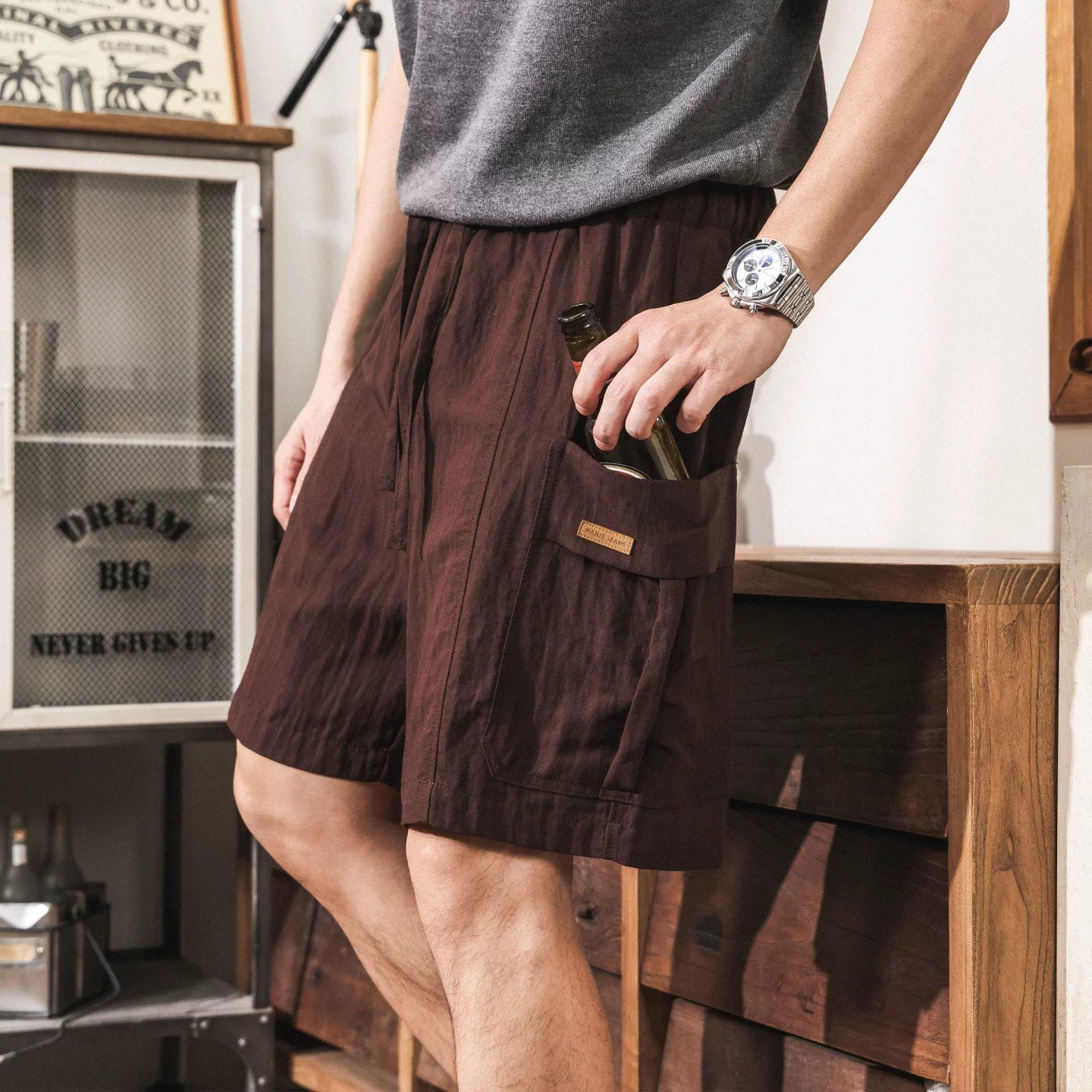 Harajuku-Style Cargo Lyocell Linen Shorts - PLUMPURPLE