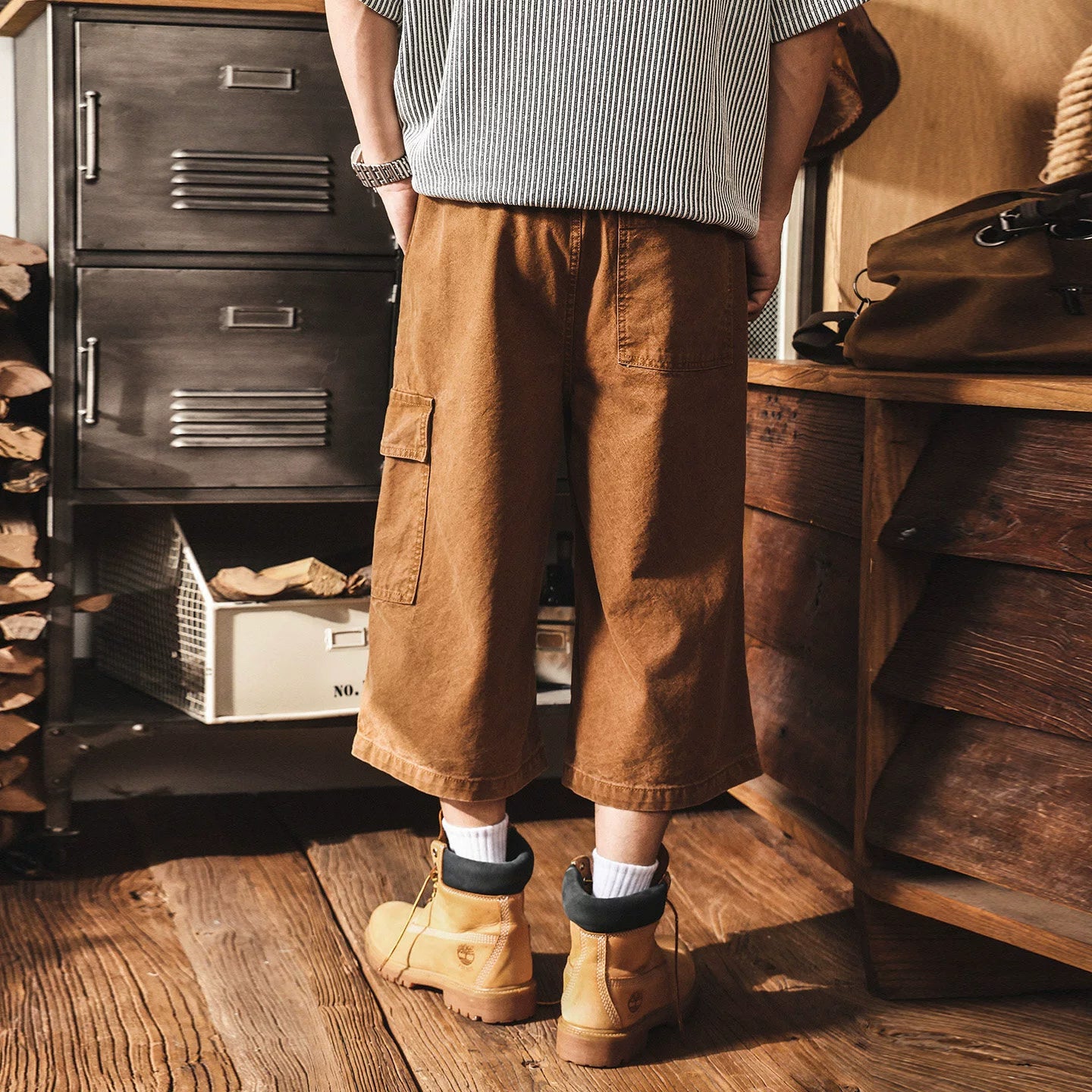 Men’s Baggy Below Knee Jorts – Oversized Cargo Streetwear Denim Culotte