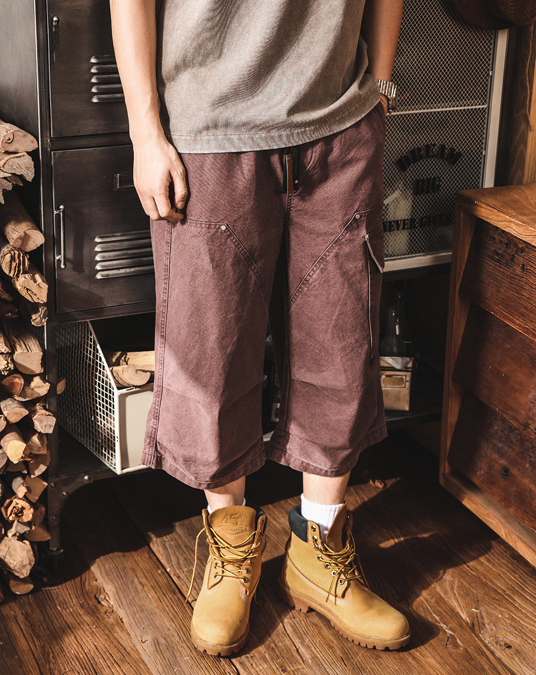 Men’s Baggy Below Knee Jorts – Oversized Cargo Streetwear Denim Culotte