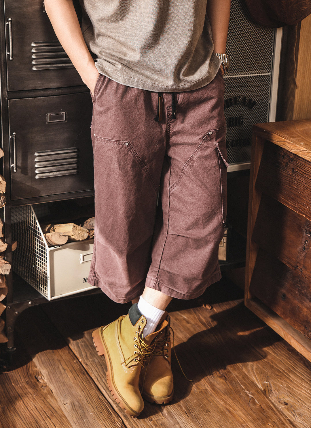 Men’s Baggy Below Knee Jorts – Oversized Cargo Streetwear Denim Culotte