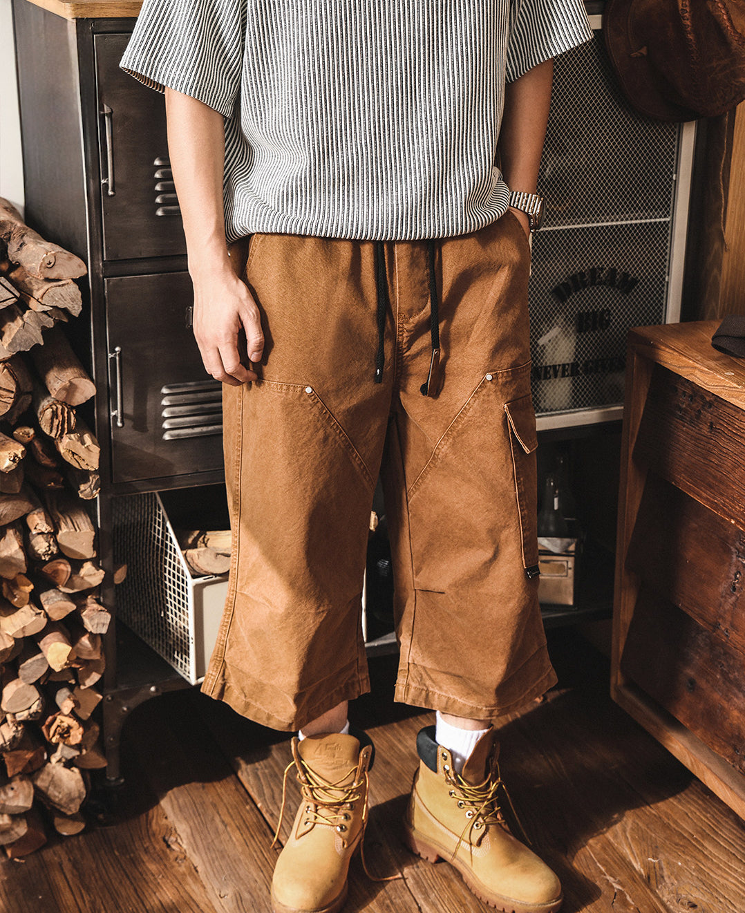 Men’s Baggy Below Knee Jorts – Oversized Cargo Streetwear Denim Culotte