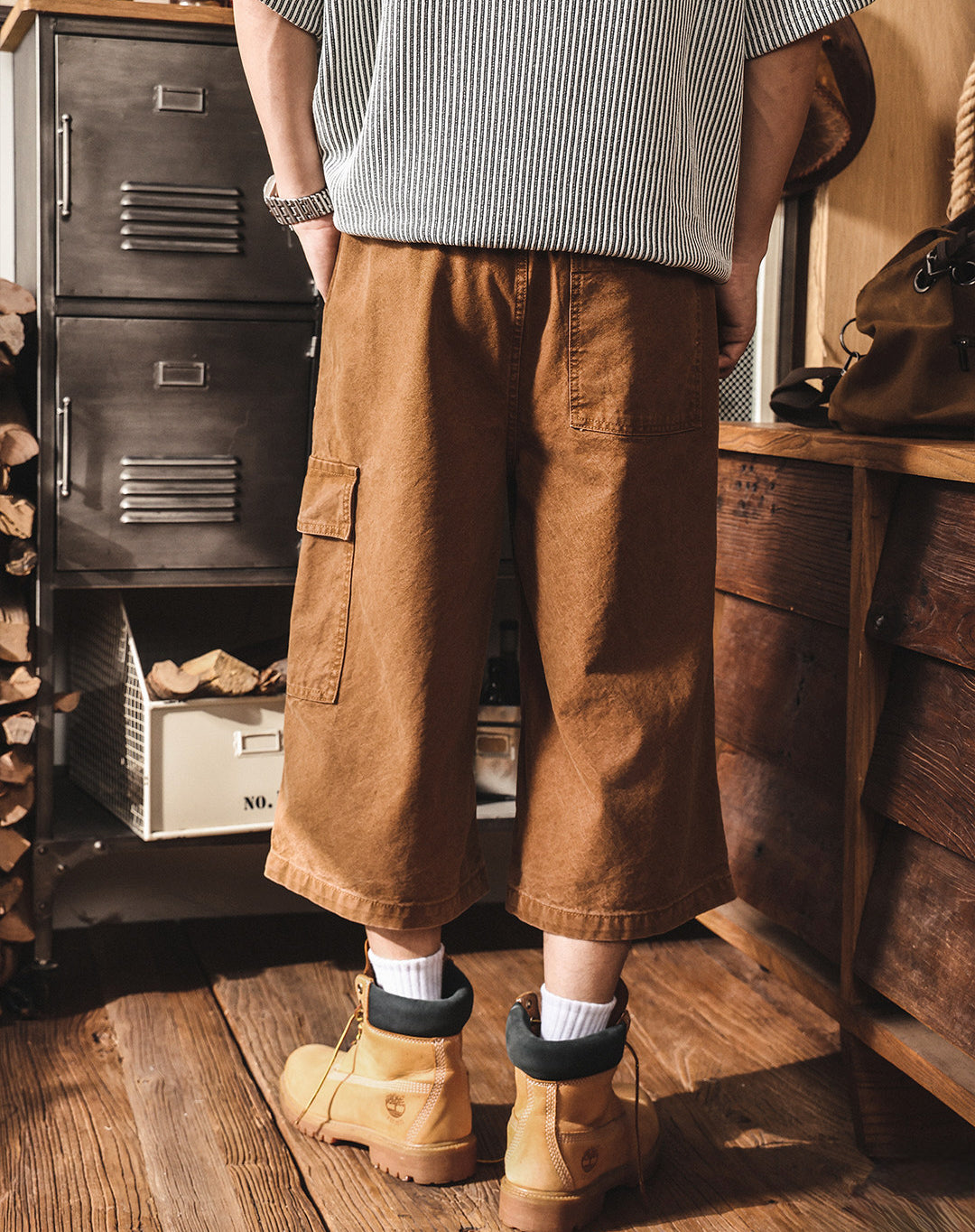 Men’s Baggy Below Knee Jorts – Oversized Cargo Streetwear Denim Culotte