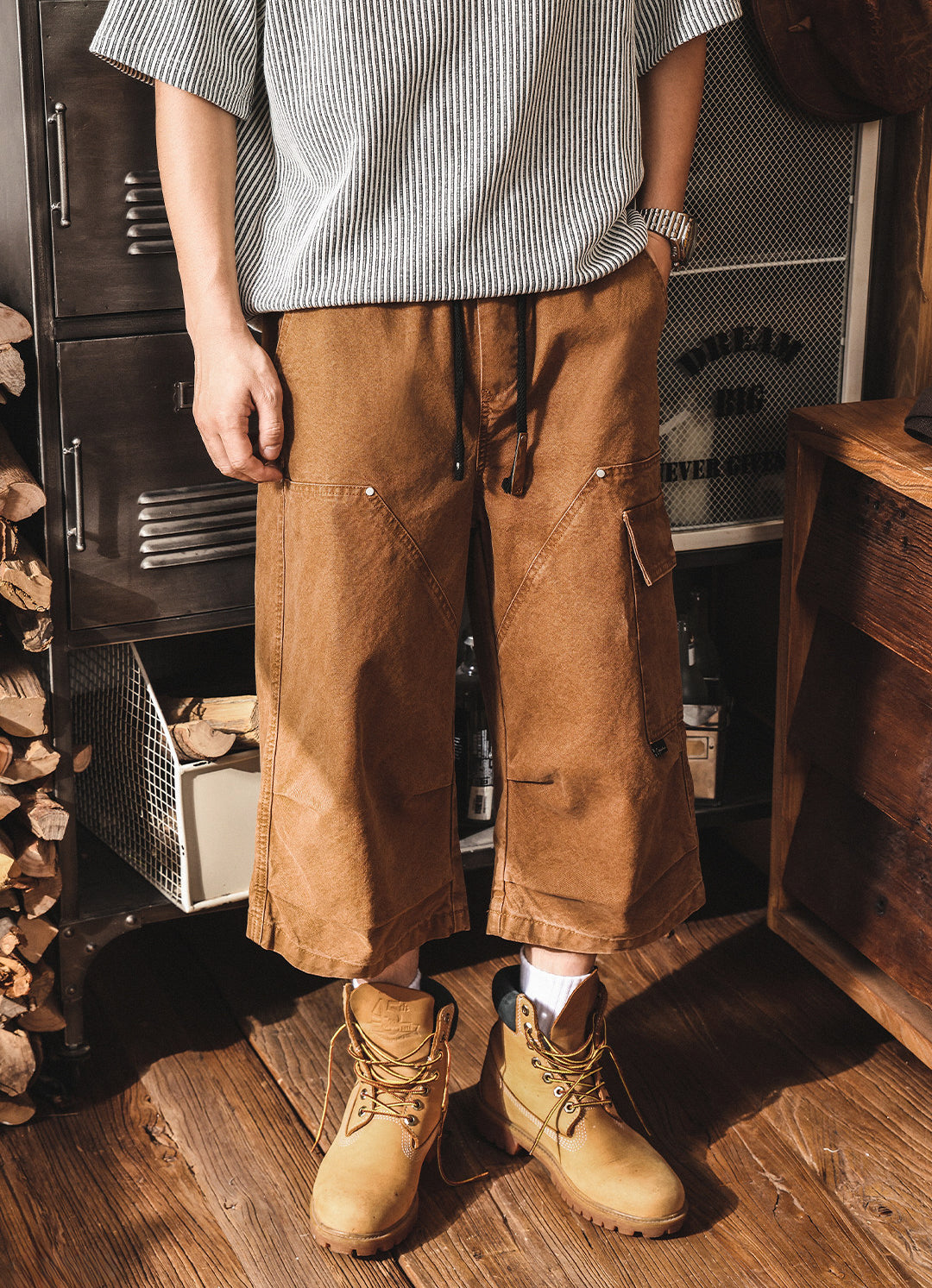 Men’s Baggy Below Knee Jorts – Oversized Cargo Streetwear Denim Culotte