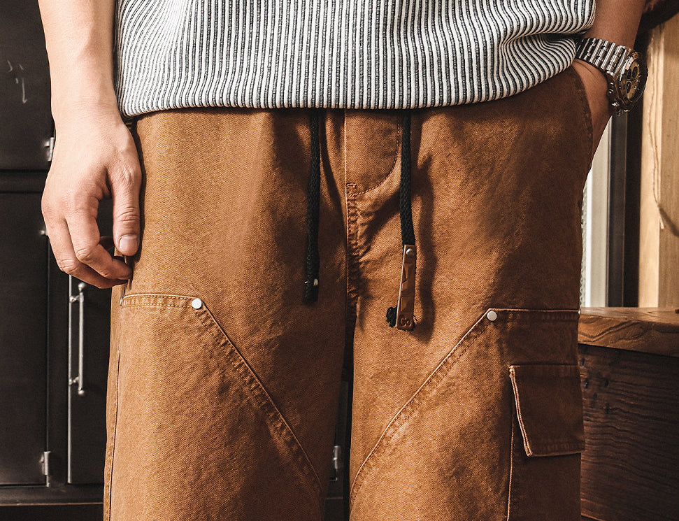Men’s Baggy Below Knee Jorts – Oversized Cargo Streetwear Denim Culotte