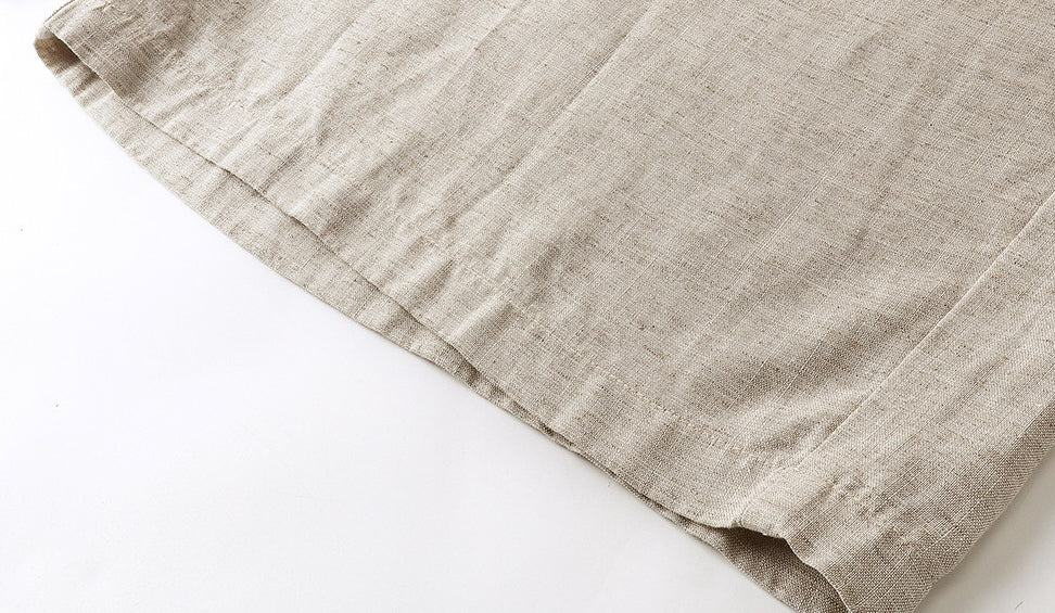 Quiet Luxury Ramie Linen-Blend Culotte– Pleated Baggy Below Knee Retro Shorts
