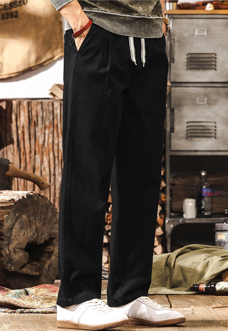 Men's Black Relaxed Fit Drawstring Pants
