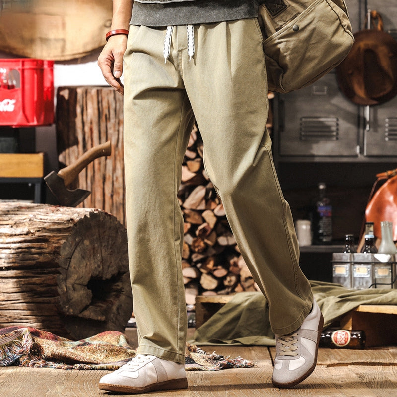 Men's Khaki Relaxed Fit Drawstring Pants