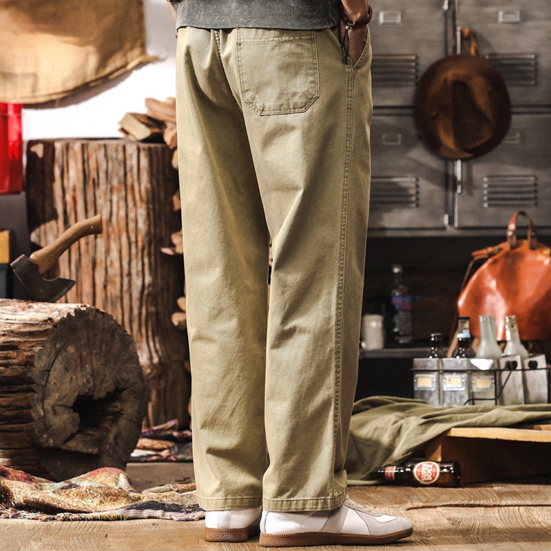 Men's Khaki Relaxed Fit Drawstring Pants