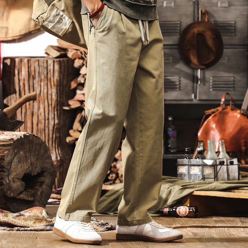 Men's Khaki Relaxed Fit Drawstring Pants