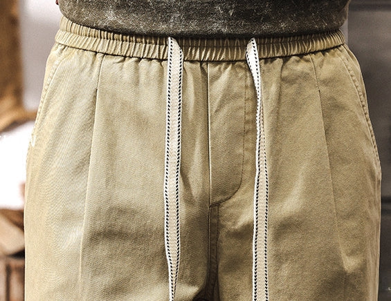 Men's Khaki Relaxed Fit Drawstring Pants