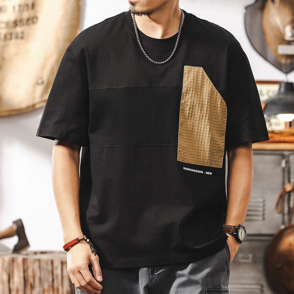 Modern Contrast Patch Tee