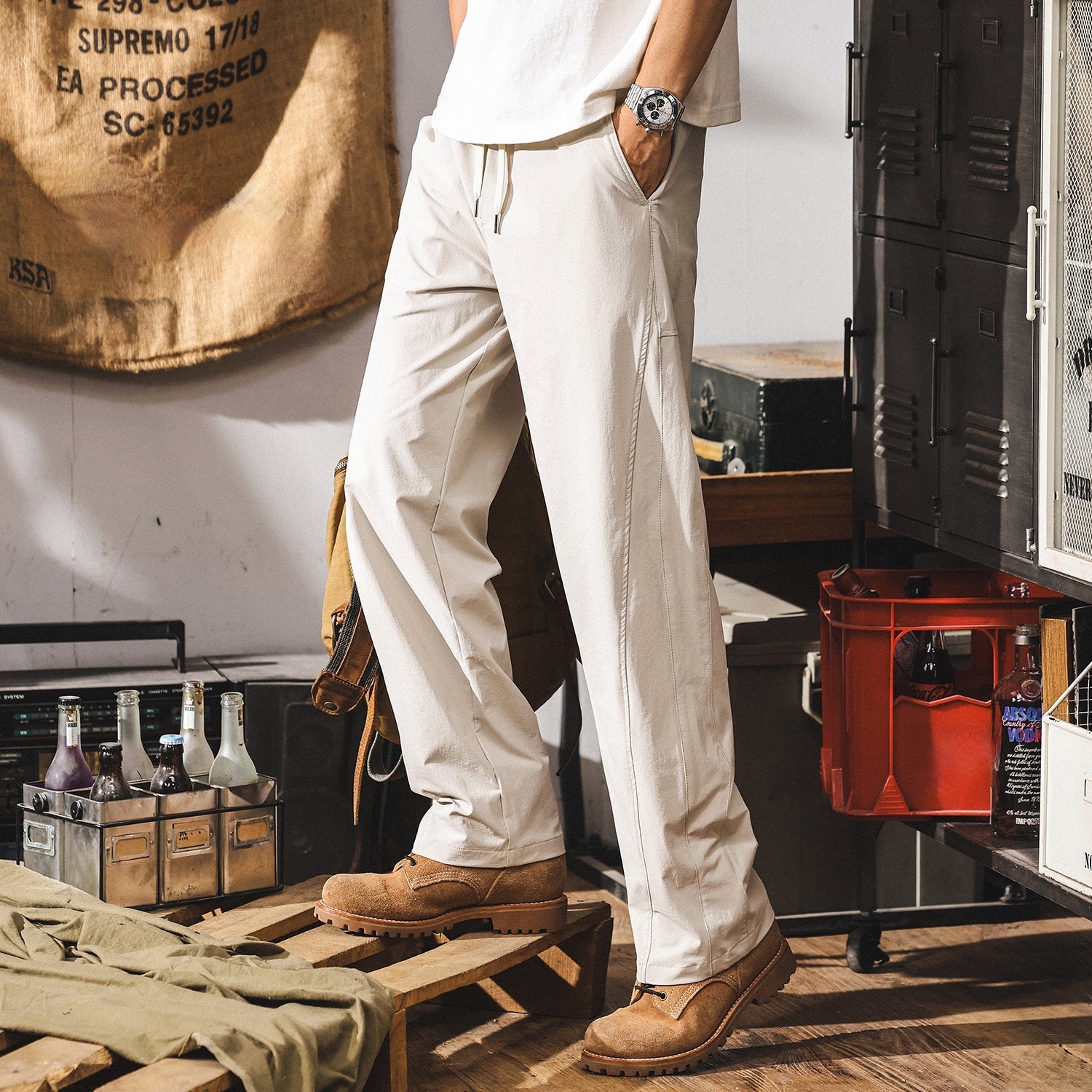 Beige Lightweight Cotton Pants