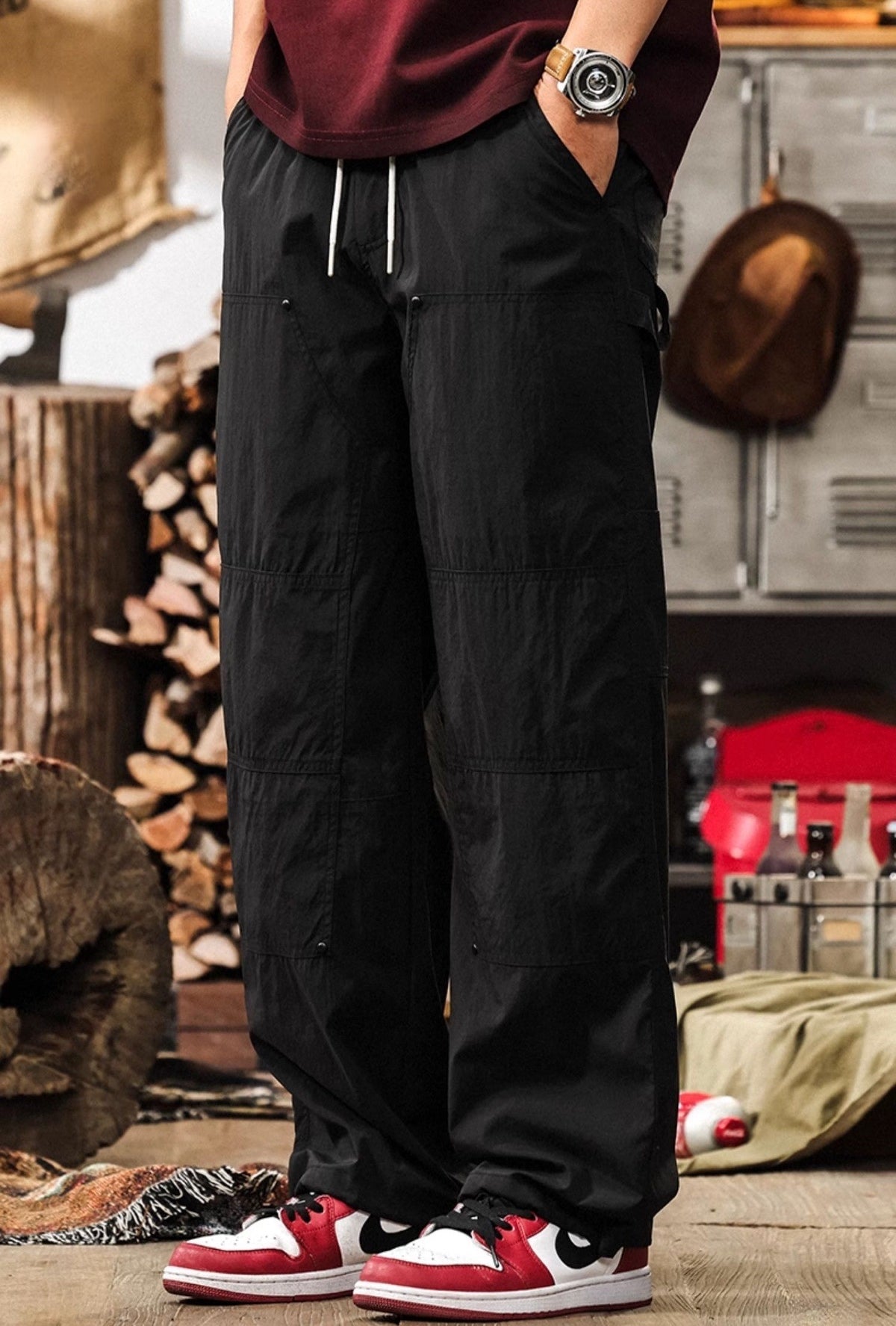 Black Cargo Casual Pants
