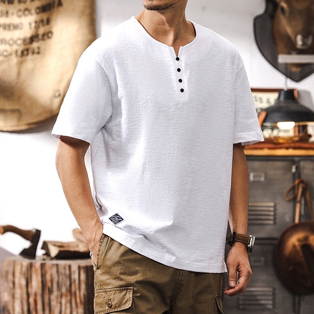 Crisp White Henley Tee