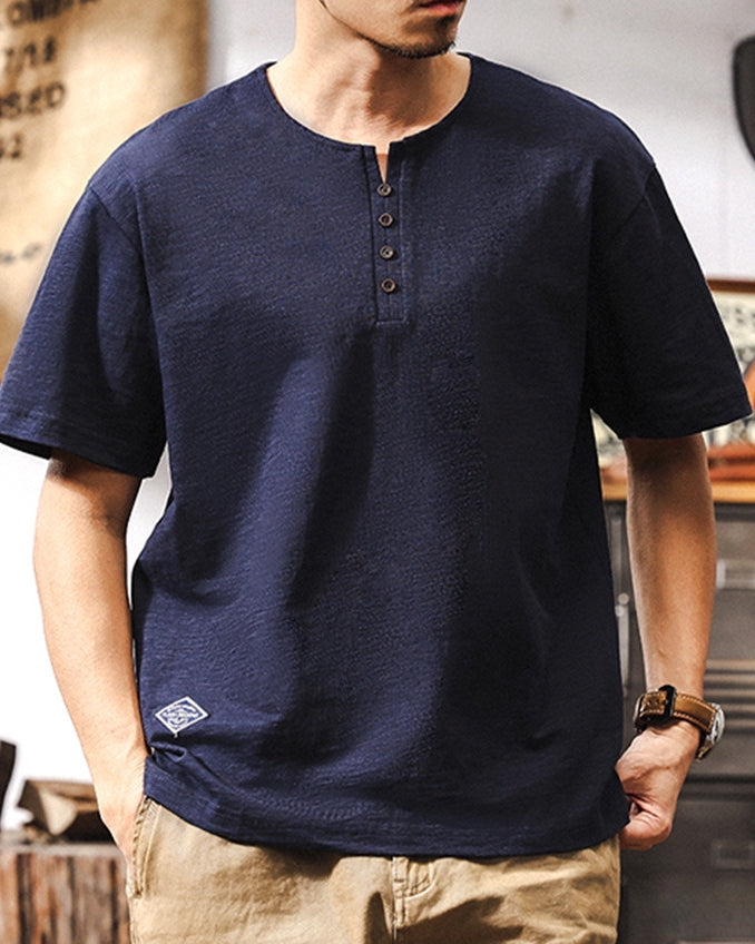 Classic Navy Henley Tee