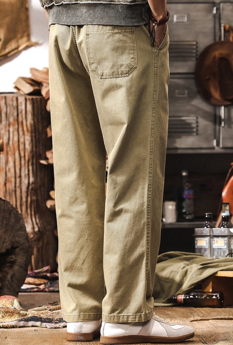 Men's Khaki Relaxed Fit Drawstring Pants