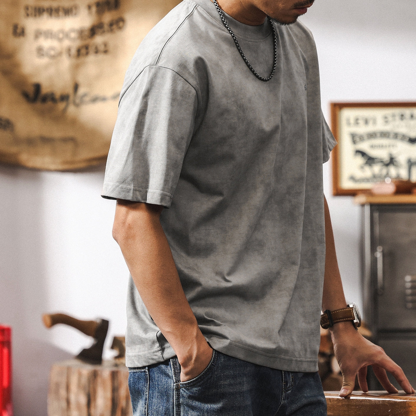 Washed Gray Minimalist Tee