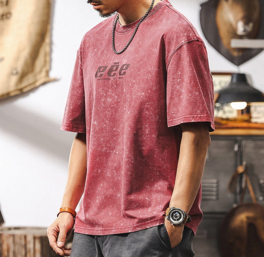 Urban Edge Red Acid Wash Tee