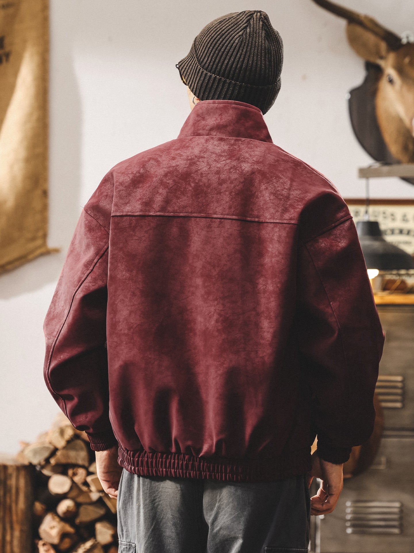 Tie-Dye Distressed Leather Jacket