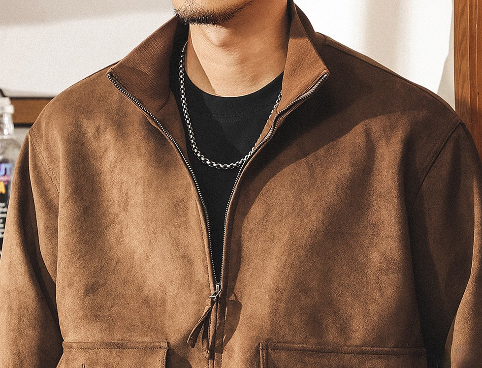 Suede Mocha Bomber Jacket