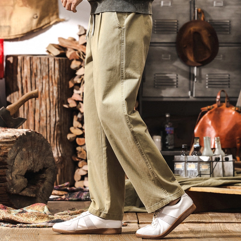 Men's Khaki Relaxed Fit Drawstring Pants