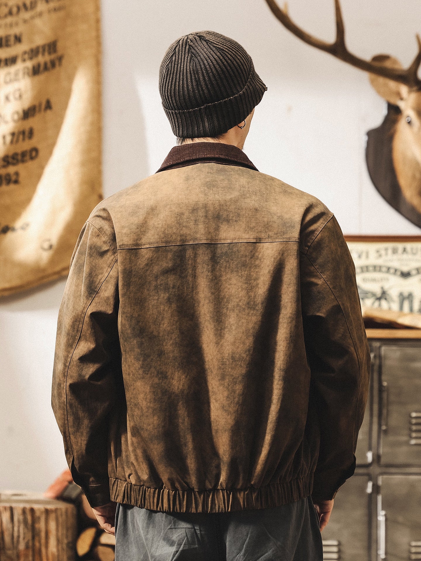 Worn Suede Corduroy Collar Jacket