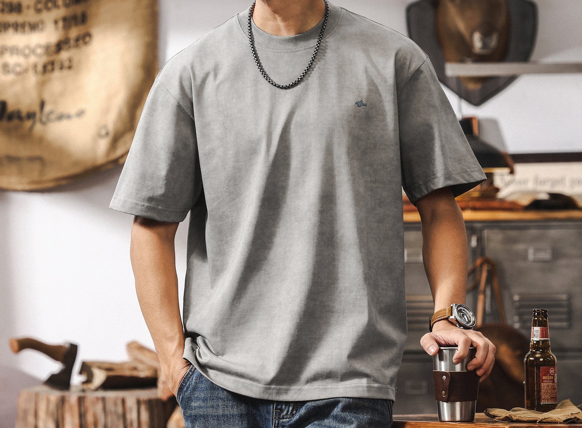 Washed Gray Minimalist Tee