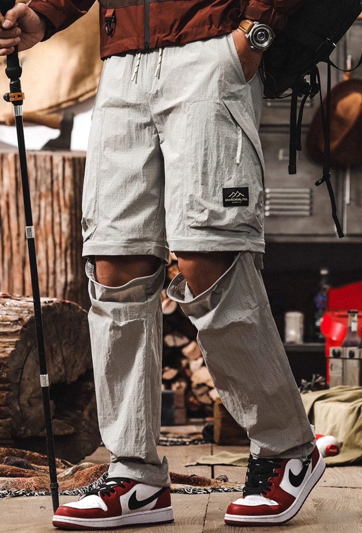 Quick-Drying Hiking Detachable functional Pants in Grey
