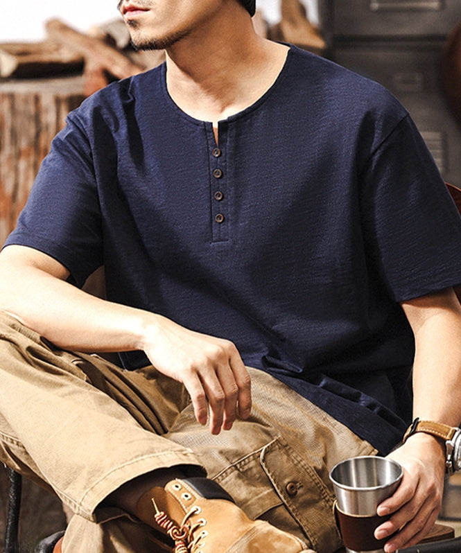 Classic Navy Henley Tee